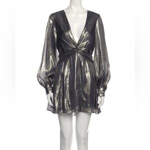 NWT New RAMY BROOK Elise Metallic pewter gold Size 6 Evening Cocktail Dress